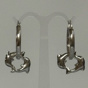 Silver Dolphin Hoop Earrings